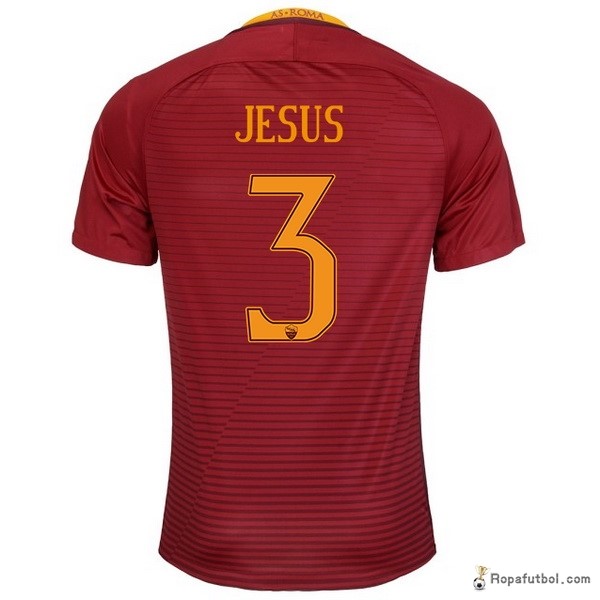 Camiseta As Roma Replica Primera Ropa Jesus 2016/17 Rojo